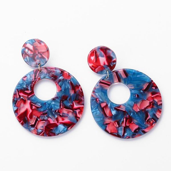 

dangle & chandelier bohemia colorful acrylic drop earrings women geometric statement earring fashionhollow circle resin jewelry brincos gift, Silver