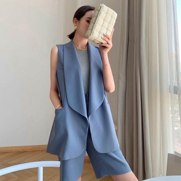 

women's vests french temperament two piece sleeveless vest blazer foreign style shorts suit fashion, Black;white