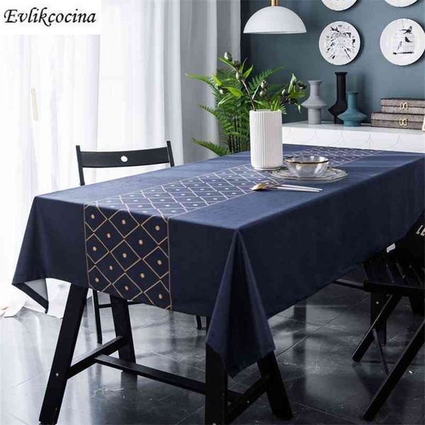 Blue Tablecloth Gold Dots Capa de Mesa Mantel de Mesa Multifunções Impresso Pano Nappe Centrini Moderni Obrus ​​210626