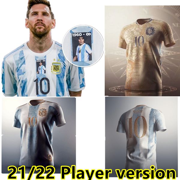

2021 2022 argentina concept 1960 maradona soccer jersey player version special badge golden elements messi football shirt, Black;yellow