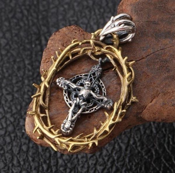 

pendant necklaces men's metal cross skull necklace and women's jewelry, Silver