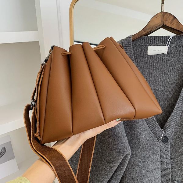 

evening bags solid color small pu leather bucket crossbody for women 2021 fashion travel lady shoulder handbags and purses