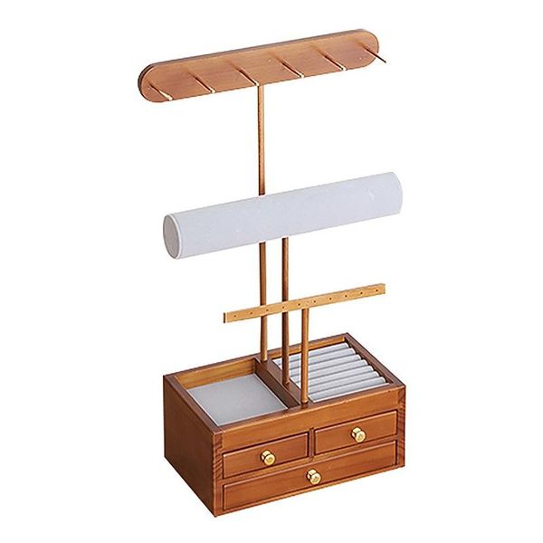 

jewelry pouches, bags organizer metal & wood basic storage box 5 tier holder display for necklaces bracelet earrings ring, Pink;blue