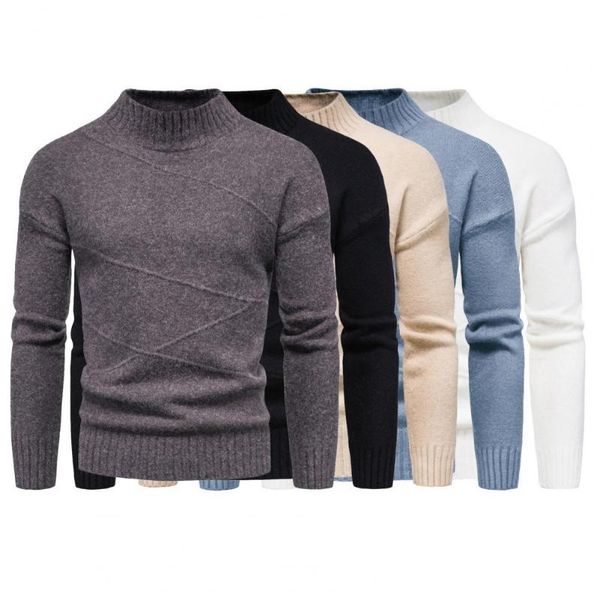 

men's sweaters winter/autumn soft men solid color casual bottoming shirt male sweater half high collar streetwear, White;black