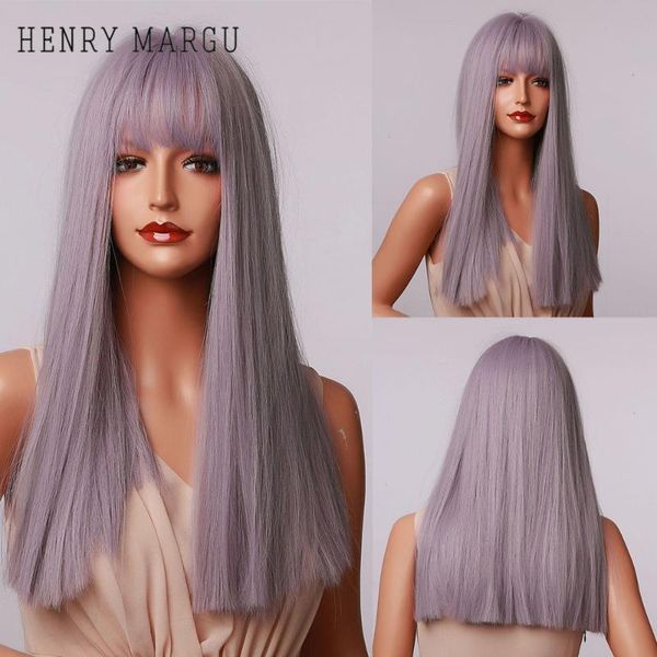 

synthetic wigs henry margu cosplay light purple long straight wig with bangs for black white women high temperature hair