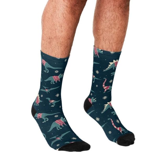

men's socks 2021 funny dinos in sweaters pattern printed hip hop men happy cute boys street style crazy for, Black