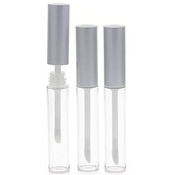 

storage bottles & jars 3pcs 6ml gloss lip tubes container wand empty (silver)