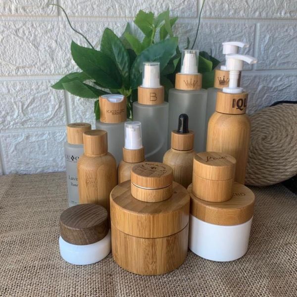 

storage bottles & jars custom engraving logo skin care eco 10g 30g friendly aluminum inner bamboo jar,natural face cream jar,empty cosmetic