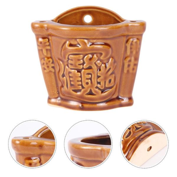

fragrance lamps 2pcs hanging incense burner ceramic holder wall-mounted censer (brown)
