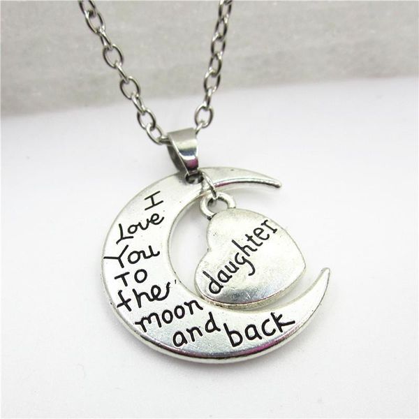 

fashion necklace family i love you to the moon and back daughter sister jewelry with 50cm chains diy pendant necklaces, Silver