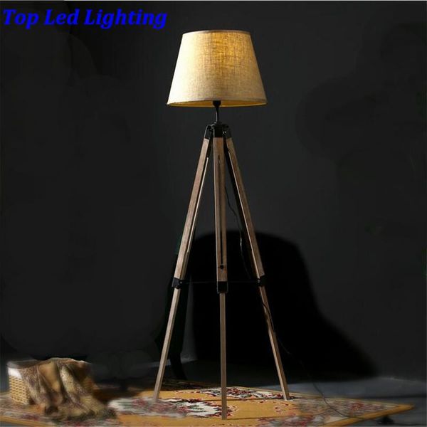 

floor lamps vintage american country wood fabric led e27 lamp for living room bedroom restaurant 3 legs 1185
