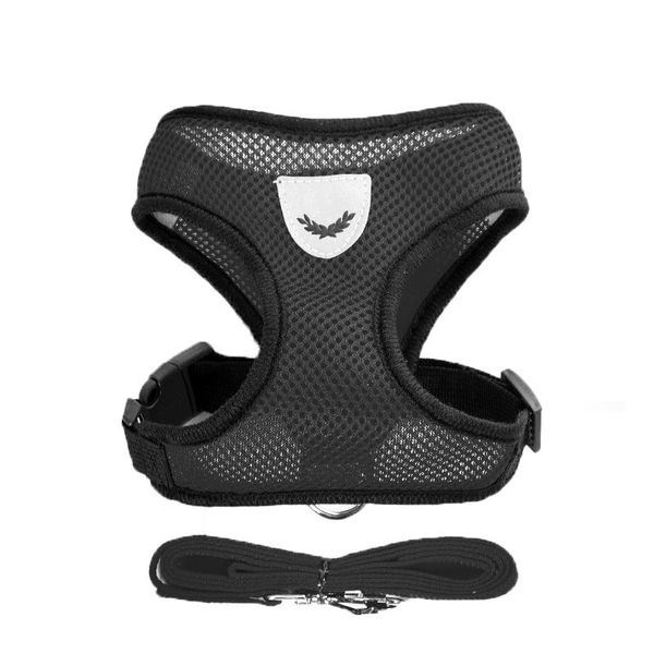 

pet dog vest harness leash adjustable reflective mesh chest strap harnesses with traction rope collars & leashes