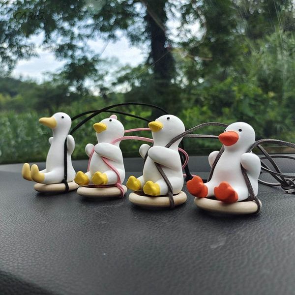 

interior decorations 1pc cute car accessorie swing duck pendant auto rearview mirror ornaments decoraction fragrance birthday gift