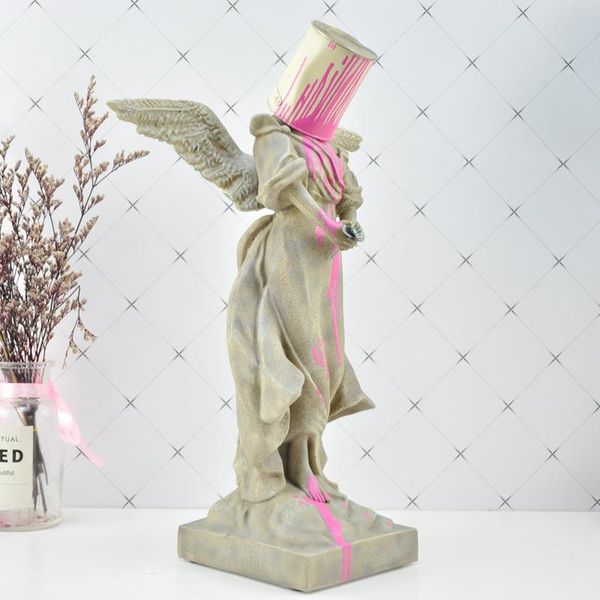 

decorative objects & figurines cool nordic pour the paint iron bucket angel sculpture ornaments statue home decoration accessories resin cra