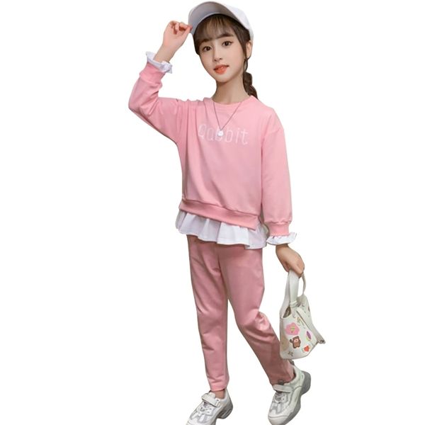 

children clothes sweatshirt + pants tracksuits for girls sequin kids spring autumn children's tracksuit 210528, White