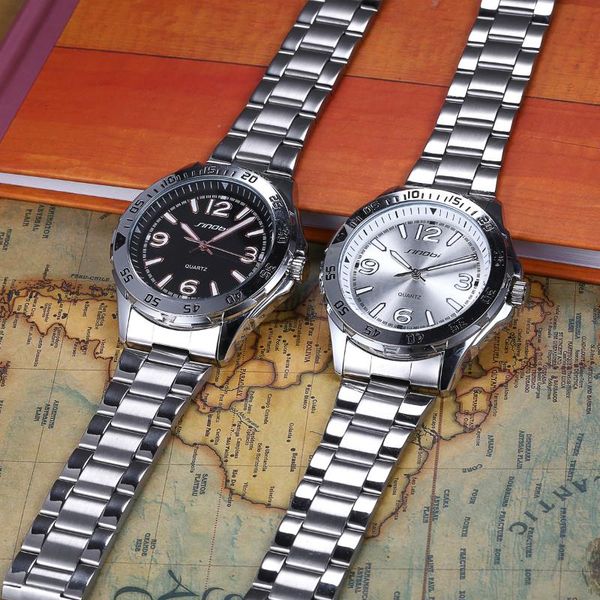 

wristwatches brand fashion leisure men watch stainless steel watchband waterproofmultifunctional quartz mensports relogio masculino, Slivery;brown