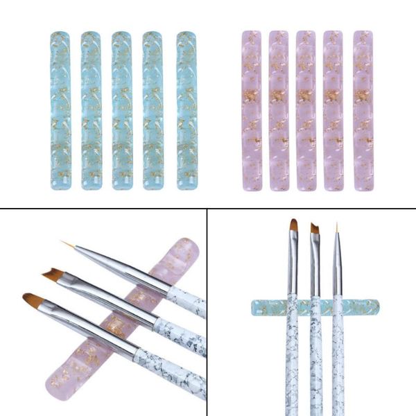 Kit per nail art 5 pezzi Pennelli Portapenne Cinque griglie Acrilico Nails Salon Brush Rack Clear Stand Strumenti per manicure