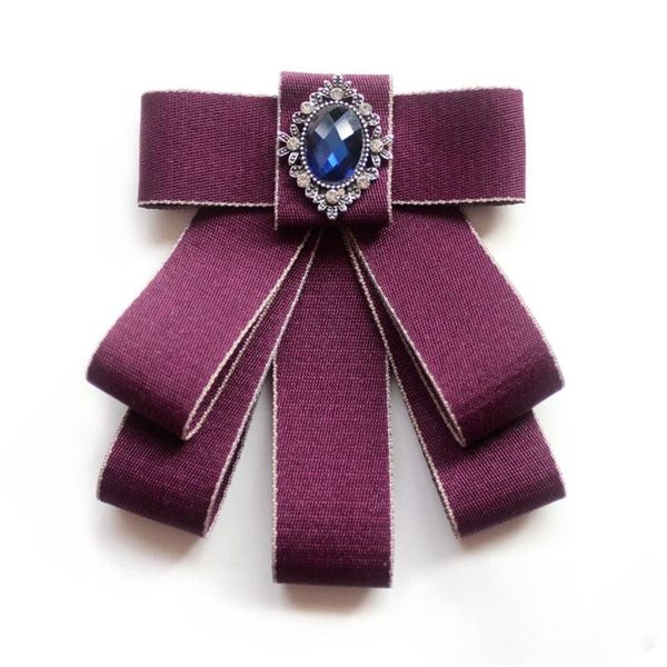 

pins, brooches fashion ribbon bow tie rhinestone crystal brooch pin luxury wedding adjustable bowties formal party handmade necktie, Gray