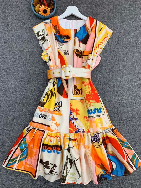 

early spring 2020 australian fashion bold design of color poster print goddess eye-catching temperament high waist slim dress, Black;gray