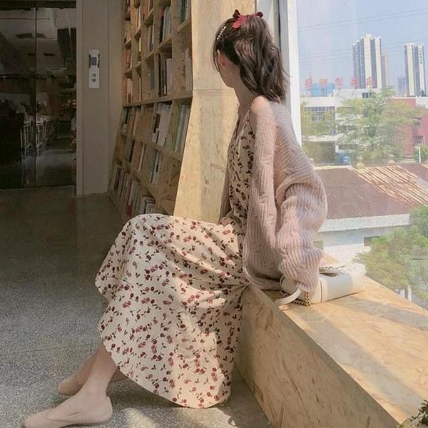 

casual dresses dress women floral long a-line s-3xl elegant ladies simple flounced edge sweet n maiden summer breathable inside strap chic, Black;gray