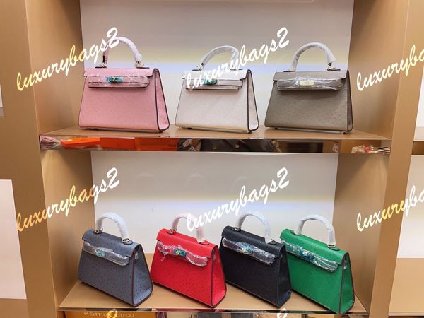

designer bags fashion bag 8 colors ostrich genuine leather multi-color designers handbags classic 28cm 25cm imported purses womens totes