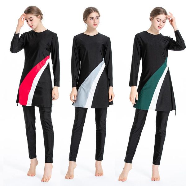 

swim wear muslim conservative swimsuit hui middle east three sportswear suit set full cover islamic swimsuite