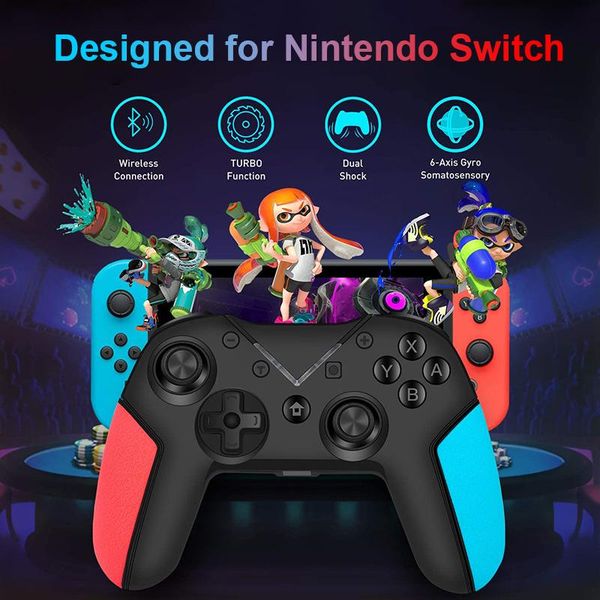 

game controllers & joysticks for n-switch wireless bluetooth-compatible gamepad joystick with wake-up vibrating gyroscope function back butt