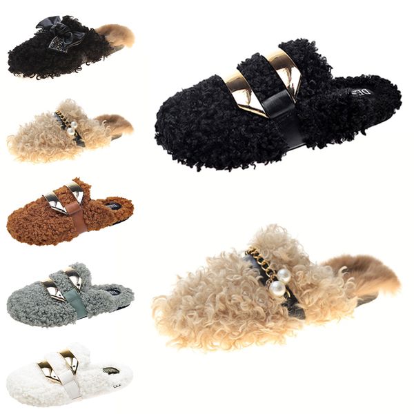 

women designer slippers platform sandals shoes triple blacks grown grey pinks womens casual indoor warms sneakers flats skates winter traine, Black