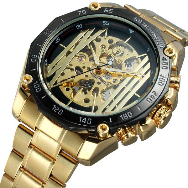 

wristwatches luxury 4160 fashion waterproof stainless steel strap skeleton automatic casual genuine men wristwatch, Slivery;brown