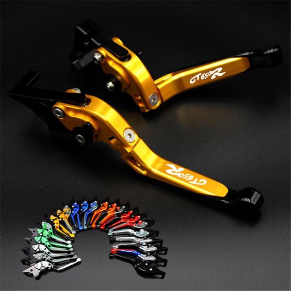 

motorcycle brakes laser logo(gt650r ) cnc adjustable folding brake clutch levers for hyosung gt650r gt 650r 2006 2007 2008 2009