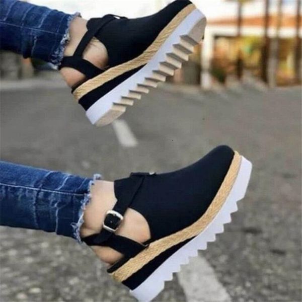 

dress shoes tÃªnis plataforma esportivo feminino, calÃ§ado casual de salto, com fivela, tamanho grande, zs2g, Black