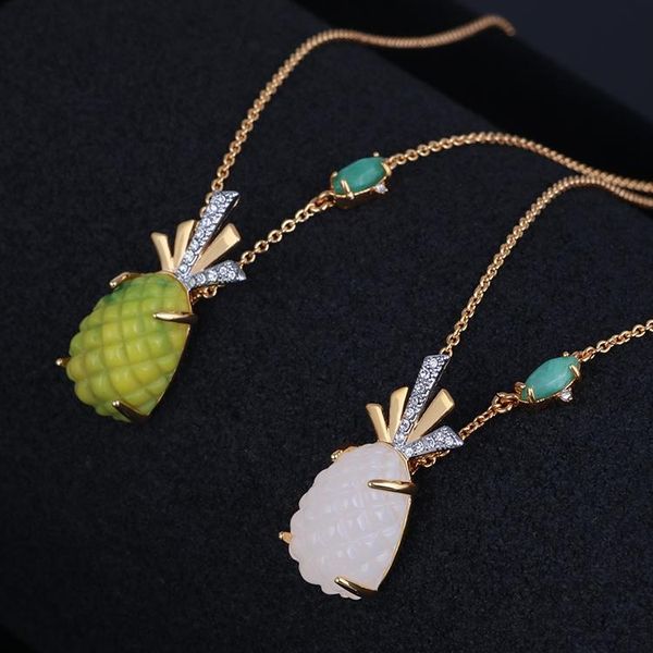 

pendant necklaces three-dimensional fruit pineapple sweet fashion short ladies necklace, Silver