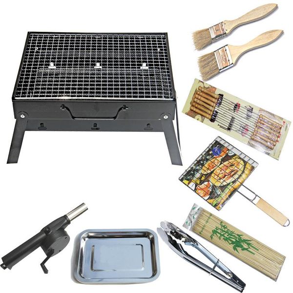 

tools & accessories party collapsible bbq grill stainless steel outdoor reusable burner set portable parrilla barbacoa camping accesorios dk