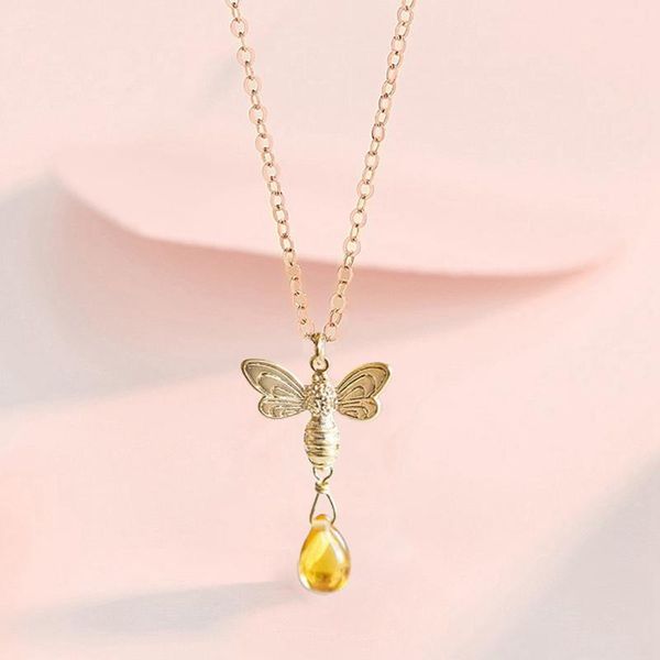 

chains women fashion cute queen bee animal crystal pendant necklace cz charm bridal engagement wedding jewelry gift, Silver