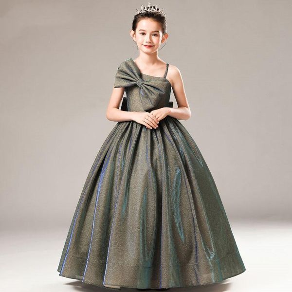 

girl's dresses girls' evening dress princess children's piano show, Red;yellow