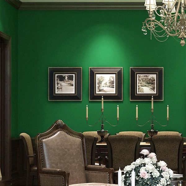 

wallpapers non-woven wallpaper waterproof and stain-resistant green solid color for bedroom living room office kitchen wall pape