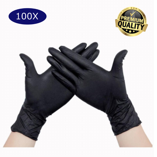 

disposable gloves 100 pcs nitrile work prep cooking kitchen waterproof service cleaning black
