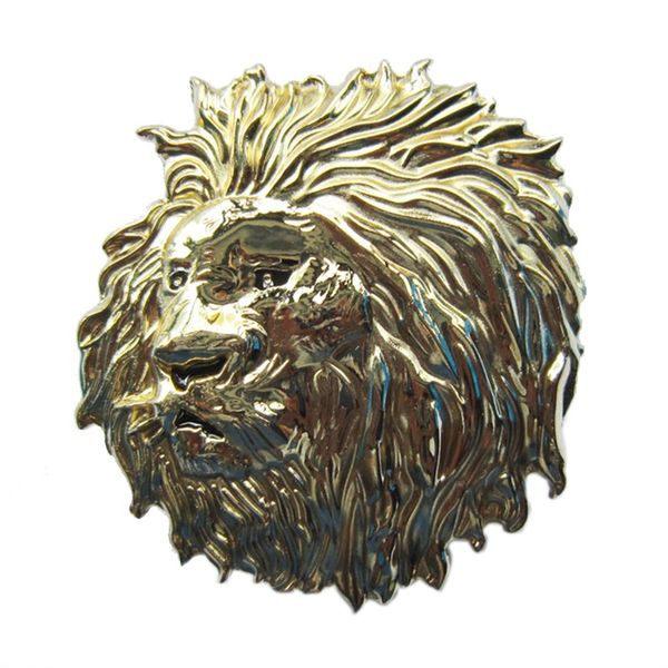 

new gold color plated lion head animal wildlife western belt buckle, Slivery;black