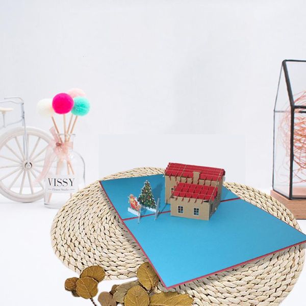 

greeting cards 2pcs christmas tree snowman up 3d house wedding invitation card year thank you postcard with envelop