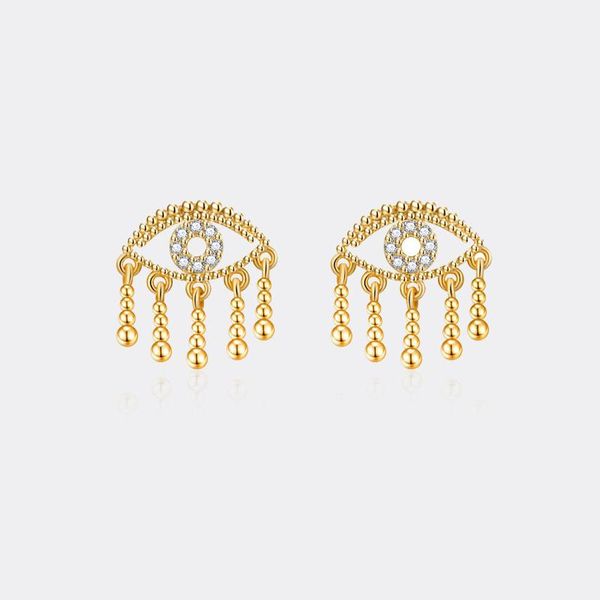 

zircon eye earrings for women aesthetic vintage earring designer korean fashion charms jewelry prevent allergy gift girlfriend stud, Golden;silver