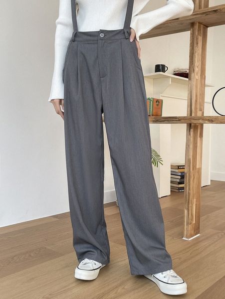 

dazy plicated detail pinafore pants d6u2#, Black;white