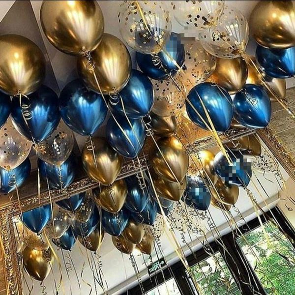 

15pcs gold blue metal latex balloons birthday party decorations kids chrome balloon confetti wedding decor decoration