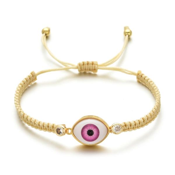 

link, chain pure hand braided evil eye bracelet string charm lucky women men round crystal beads fashion friendship jewelry, Black