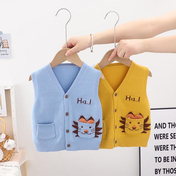

waistcoat sping autumn children kids cartoon lion pockets sleeveless v neck casual sweater vest baby knitwear cardigans boys, Camo