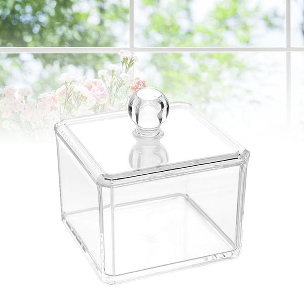 

storage boxes & bins 2 pcs cotton and swab holder organizer clear acrylic pad box container for swabs q-tips makeup pads