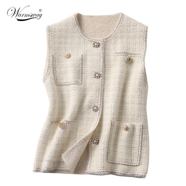 Gilet donna primavera Pelliccia di visone finto Gilet monopetto lussuoso Gilet lavorato a maglia Giacca oversize senza maniche C-260 210909