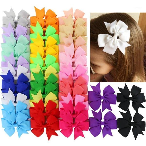 

hair accessories 40pcs/lot boutique grosgrain ribbon pinwheel bows alligator clips for girls babies toddlers teens gifts in pairs, Slivery;white