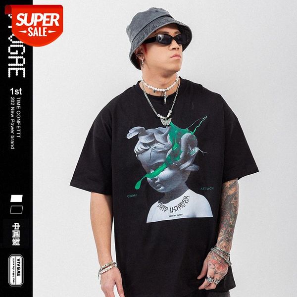 

vivgae men's plaster snake baby print half sleeve hiphop rock loose t-shirt short #ww8m, White;black