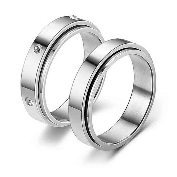 

1pc anxiety ring figet spinner rings for women & men titanium steel rotate y spinning anti stress accessories jewelry gifts, Silver