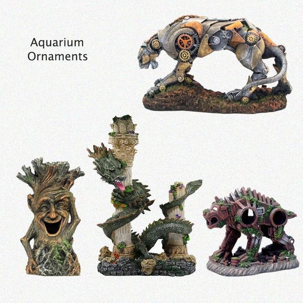 

decorations aquarium decoration fish tank landscaping artificial robot animal ornaments aquascape landscape decor accessories